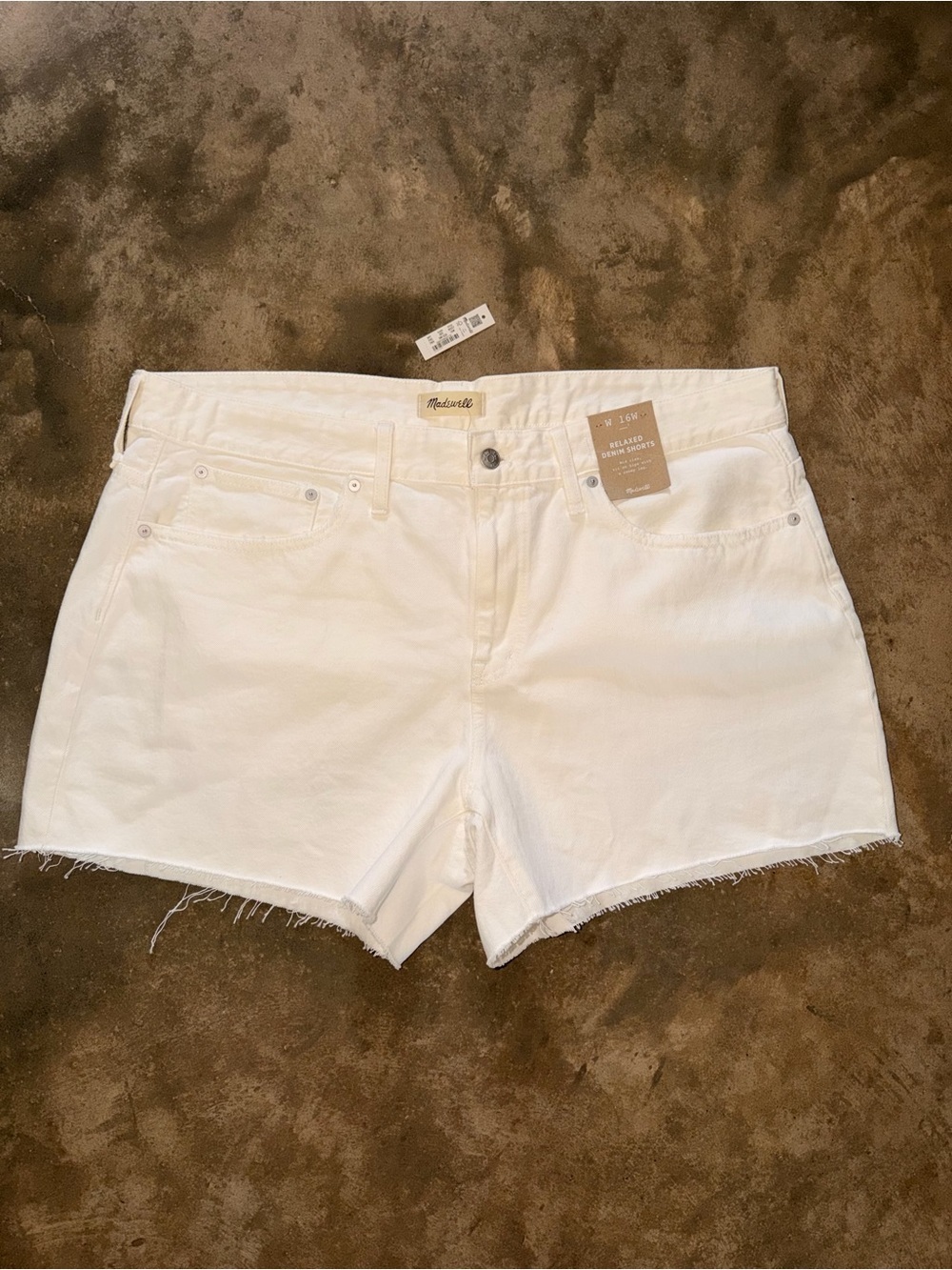 Madewell White Relaxed Denim Cutoff Shorts 16 Plus NWT 16W